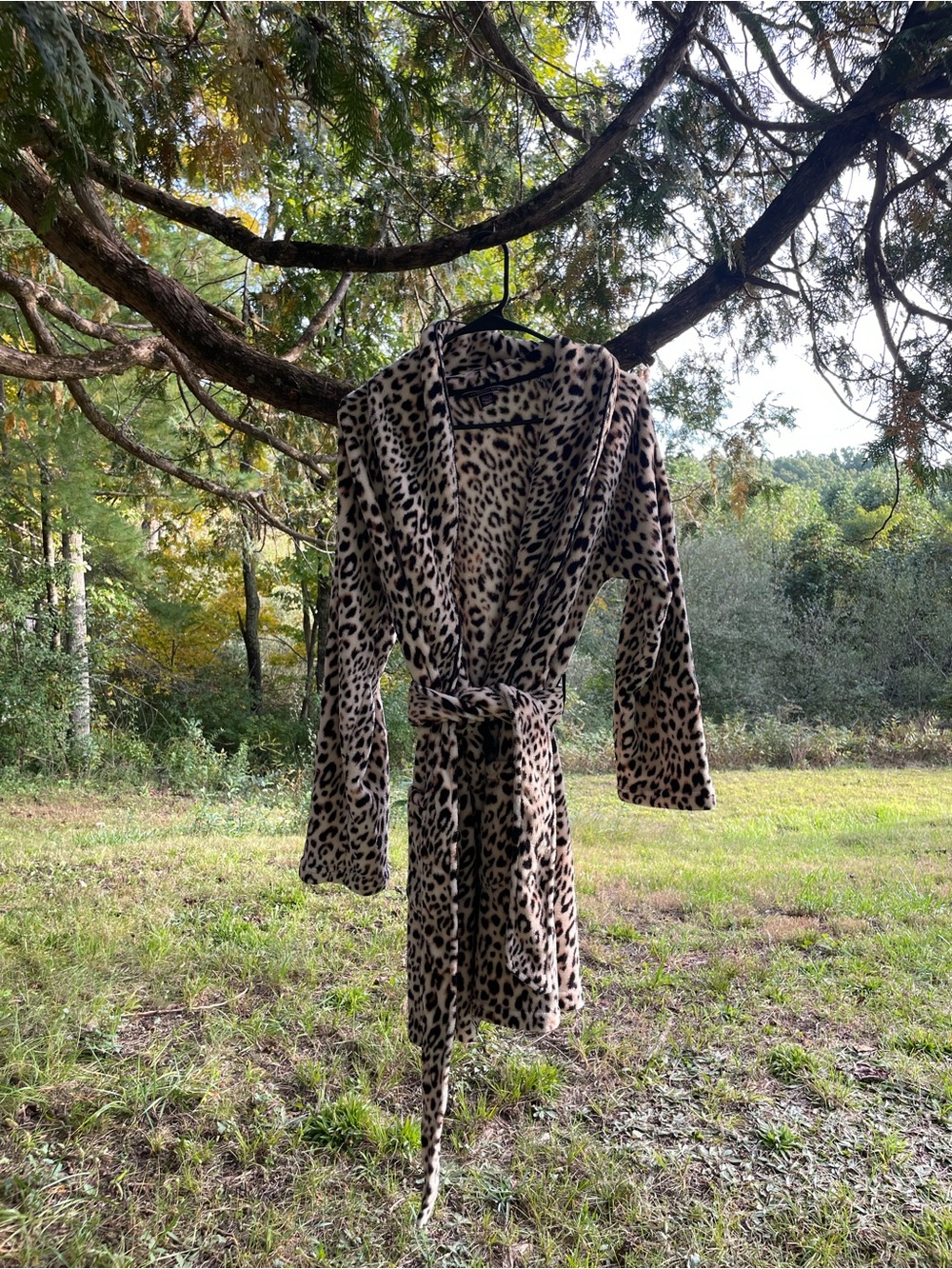 Victoria's Secret Leopard Print Teddy Robe Jacket - Taupe & Black